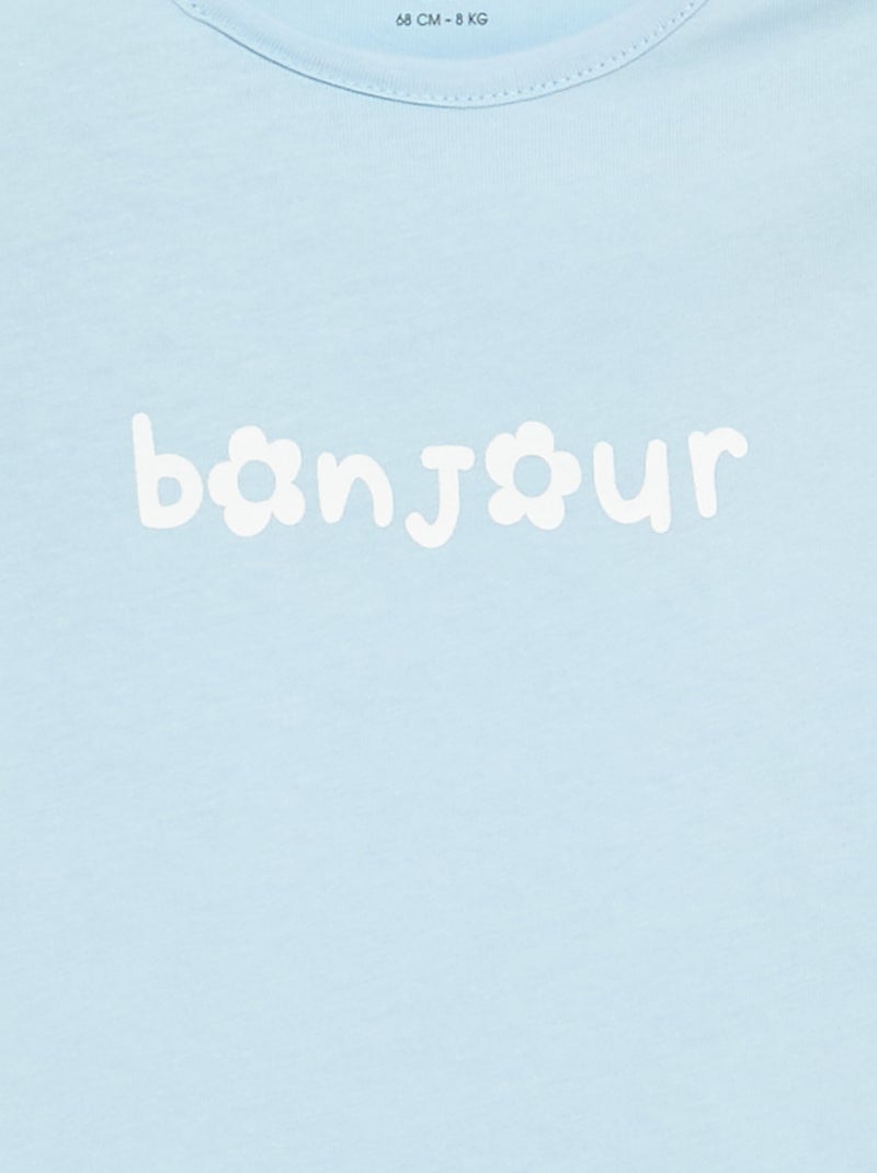 T-shirt met lange mouw en print Blauw - Kiabi