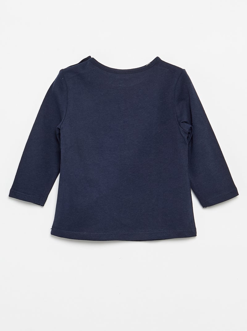 T-shirt met lange mouw en print Blauw - Kiabi
