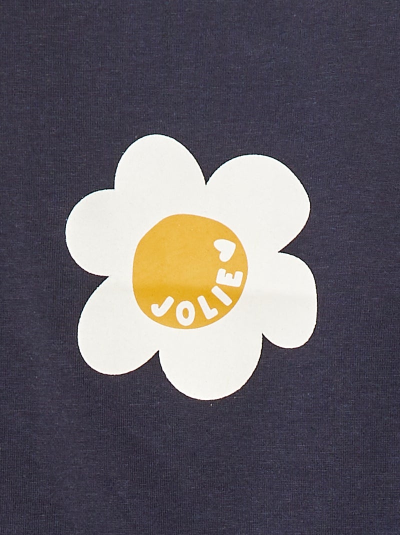 T-shirt met lange mouw en print Blauw - Kiabi