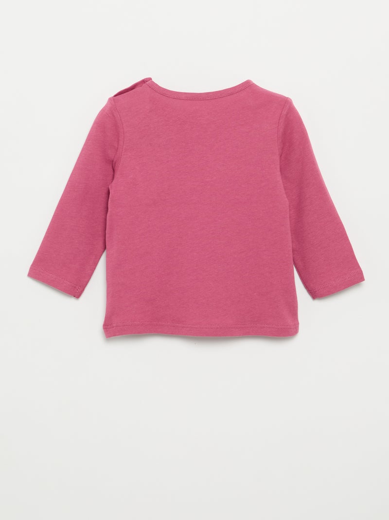 T-shirt met lange mouw en print Paars - Kiabi
