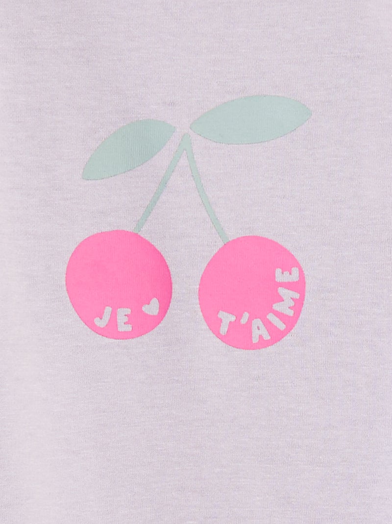 T-shirt met lange mouw en print Paars - Kiabi