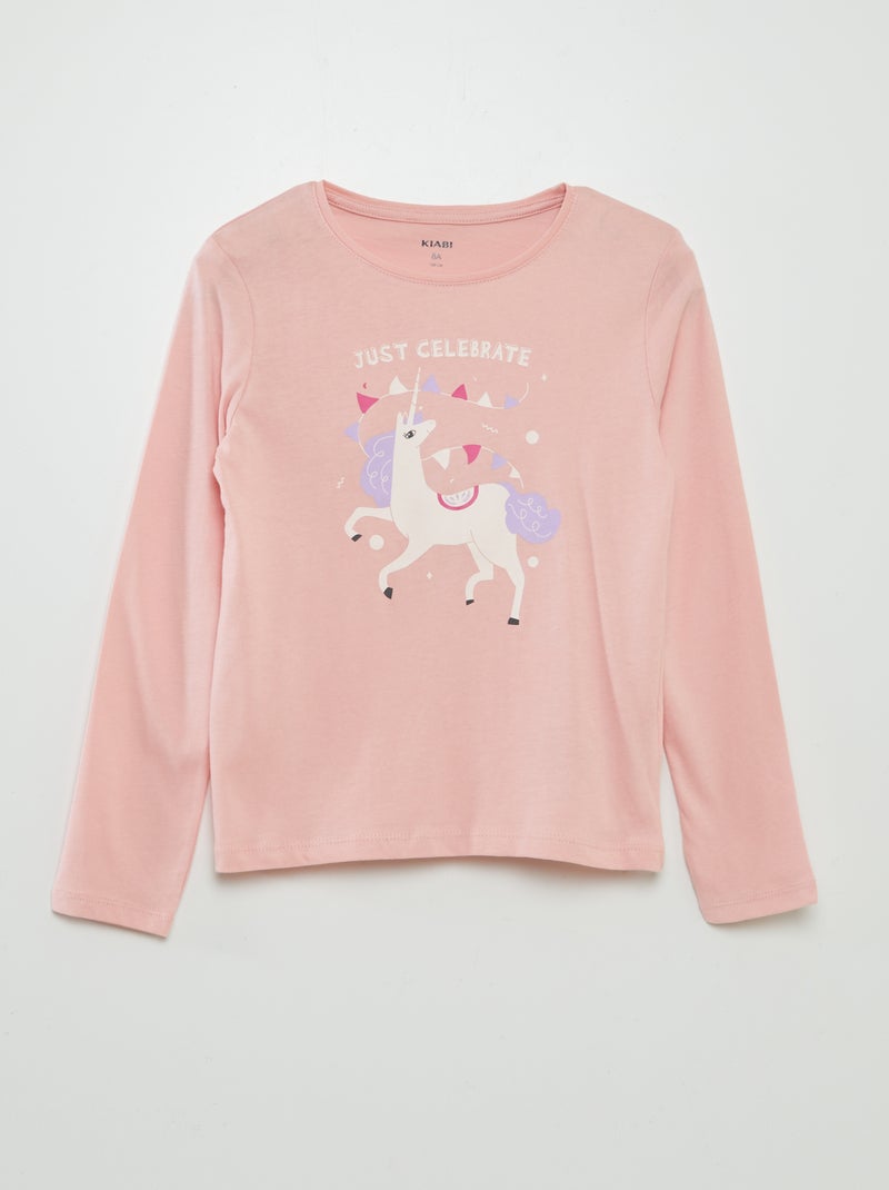 T-shirt met lange mouw en print ROSE - Kiabi