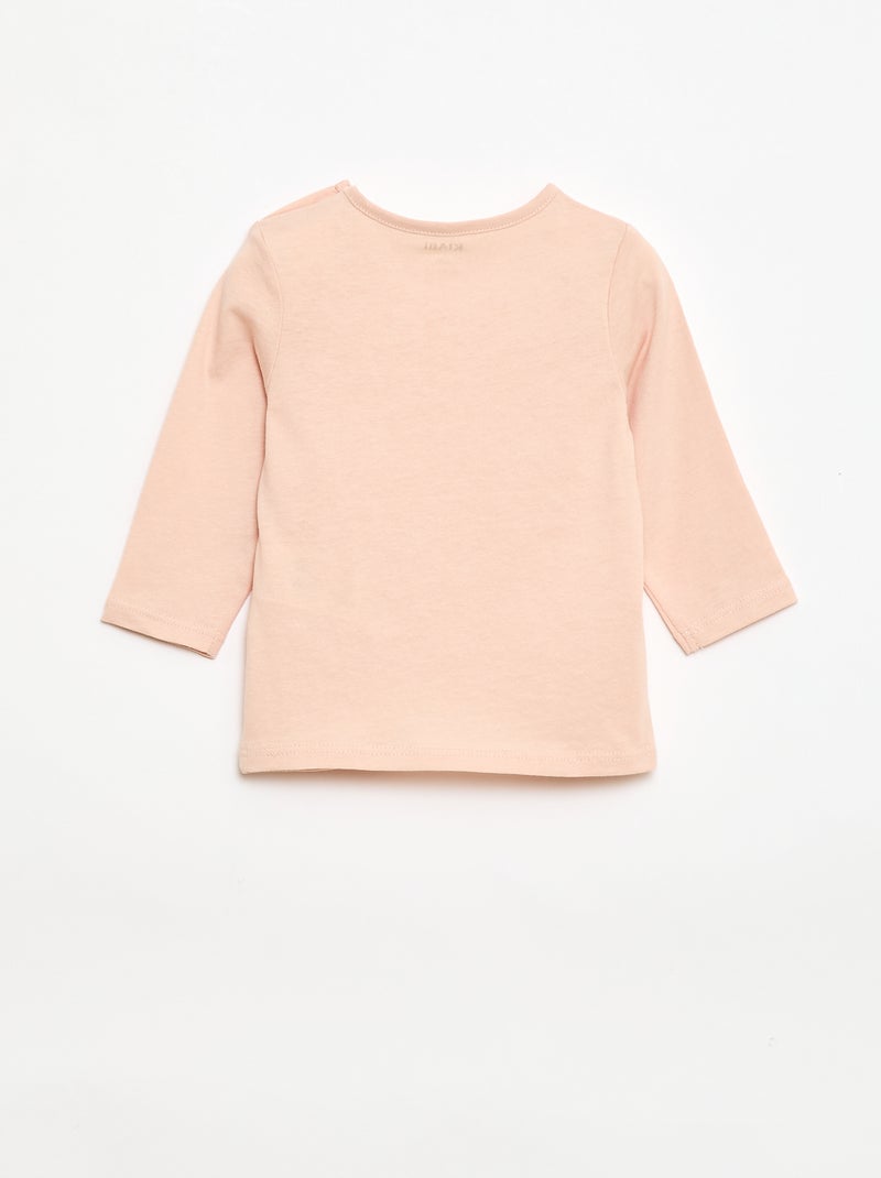 T-shirt met lange mouw en print Rose - Kiabi