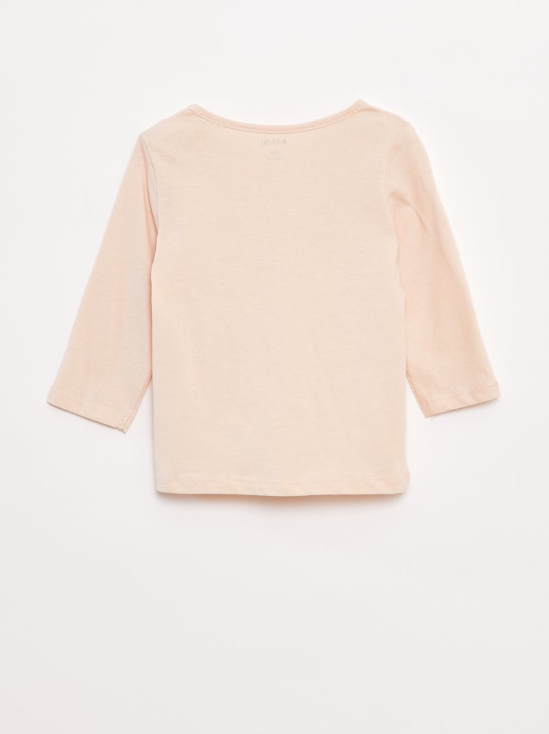 T-shirt met lange mouw en print Rose - Kiabi