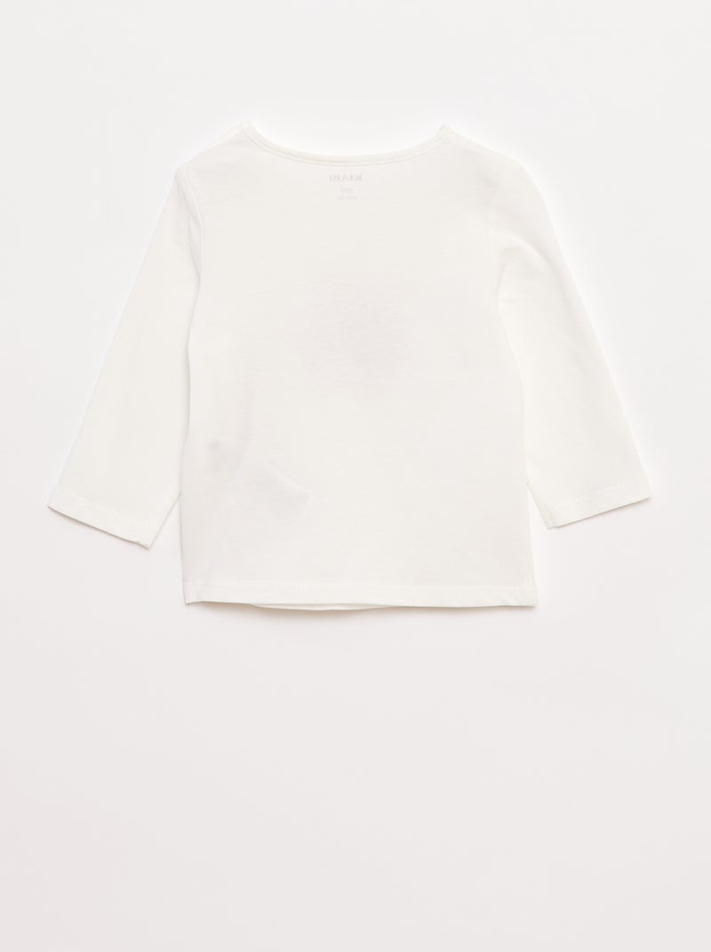 T-shirt met lange mouw en print Wit - Kiabi
