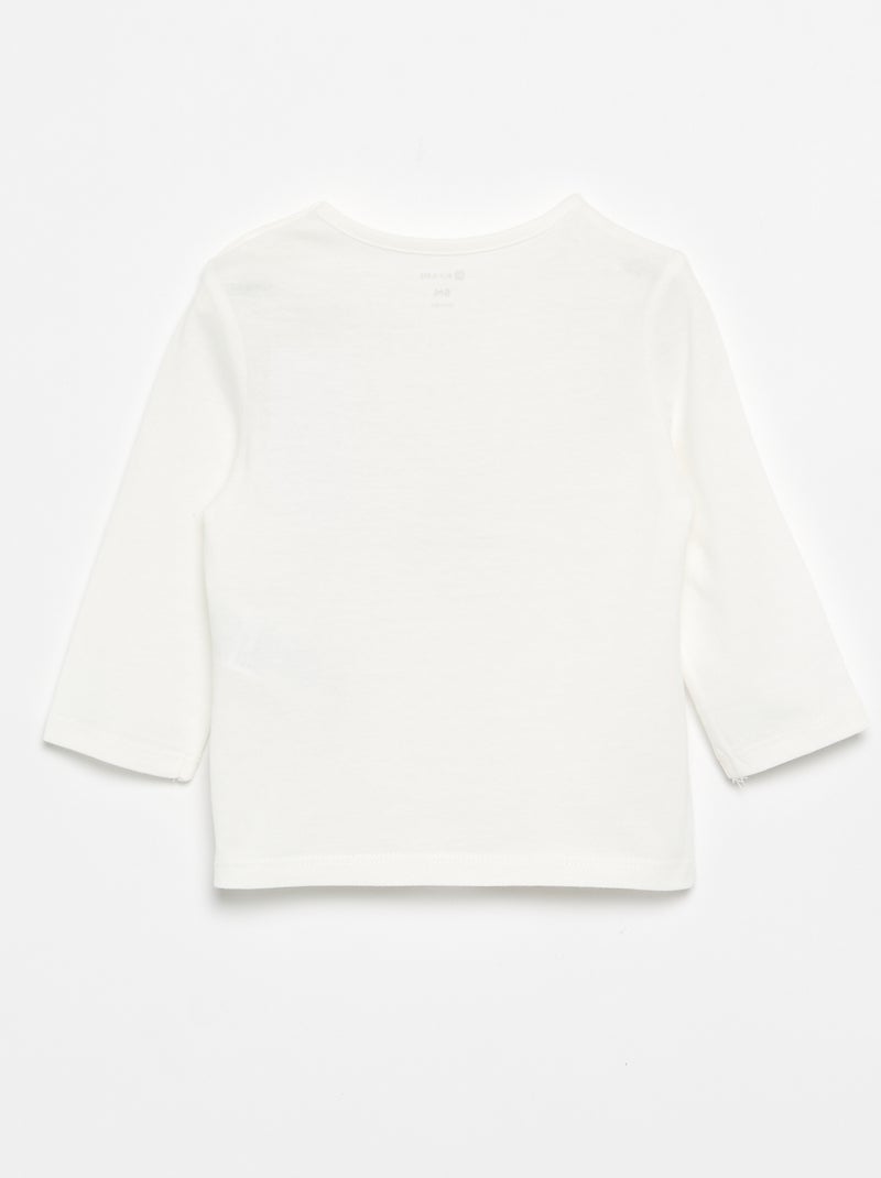 T-shirt met lange mouw en print Wit - Kiabi