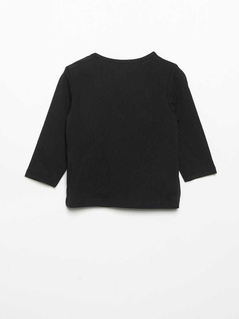 T-shirt met lange mouw en print Zwart - Kiabi