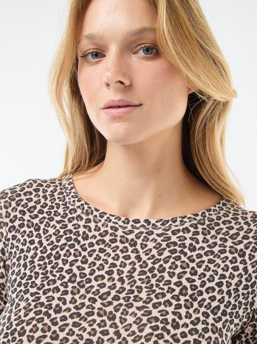 T-shirt met lange mouw en ronde hals - Kiabi