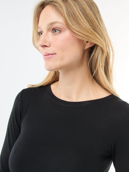 T-shirt met lange mouw en ronde hals - Kiabi