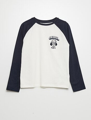 T-shirt met lange mouw en tekstopdruk 'Seoul' - Kiabi