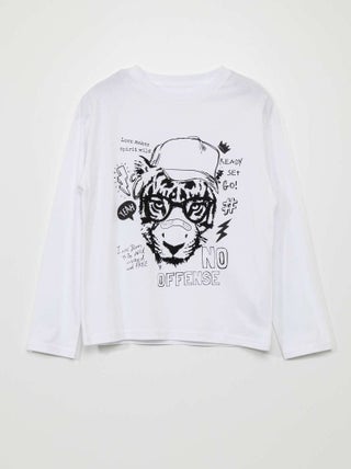 T-shirt met lange mouw en tijgerprint