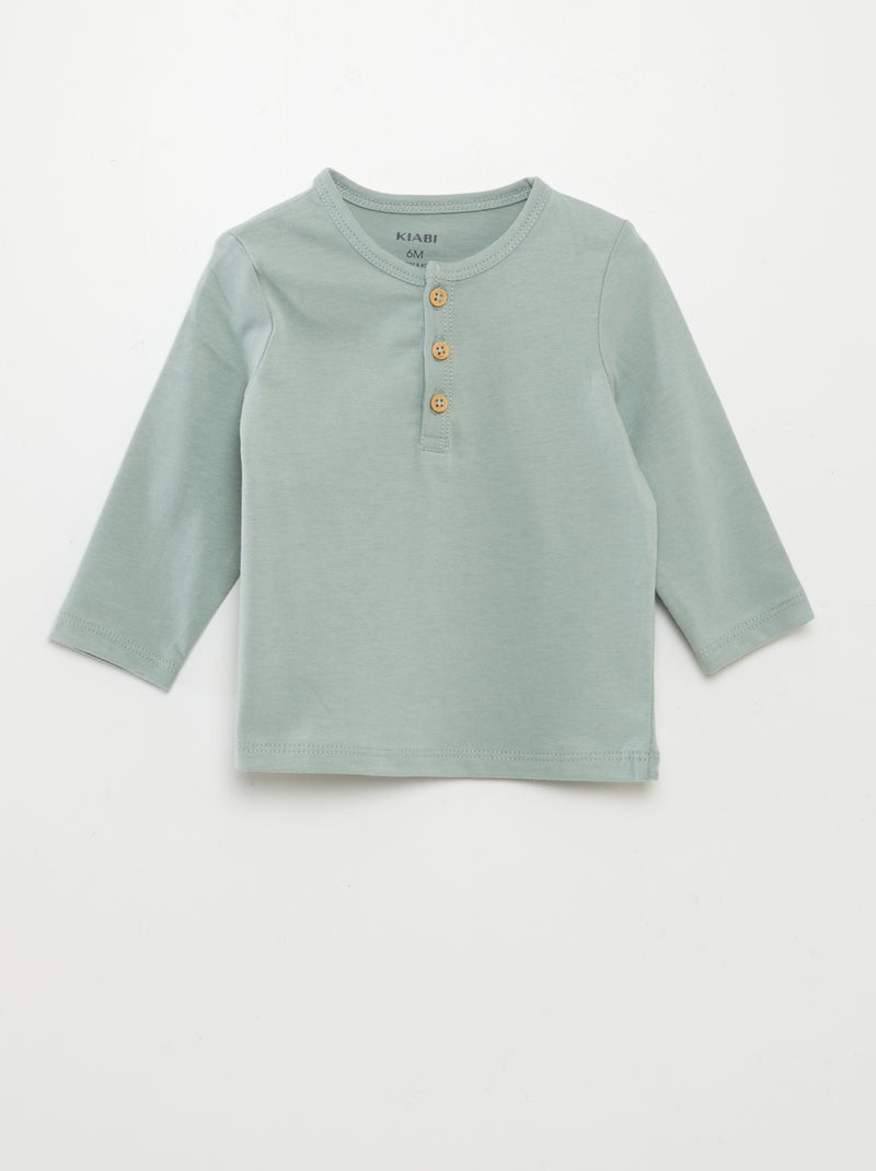 T-shirt met lange mouw en tuniekhals GROEN - Kiabi