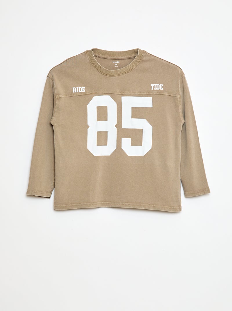 T-shirt met lange mouw in American sports-stijl Biege - Kiabi