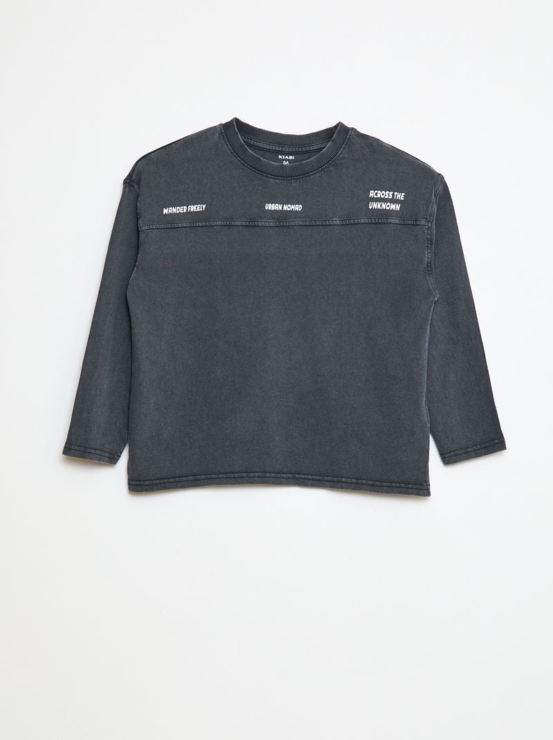 T-shirt met lange mouw in American sports-stijl Zwart - Kiabi