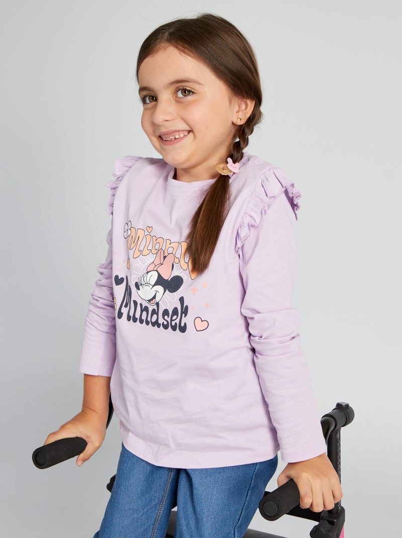 T-shirt met lange mouw met volants 'Disney' WIT - Kiabi