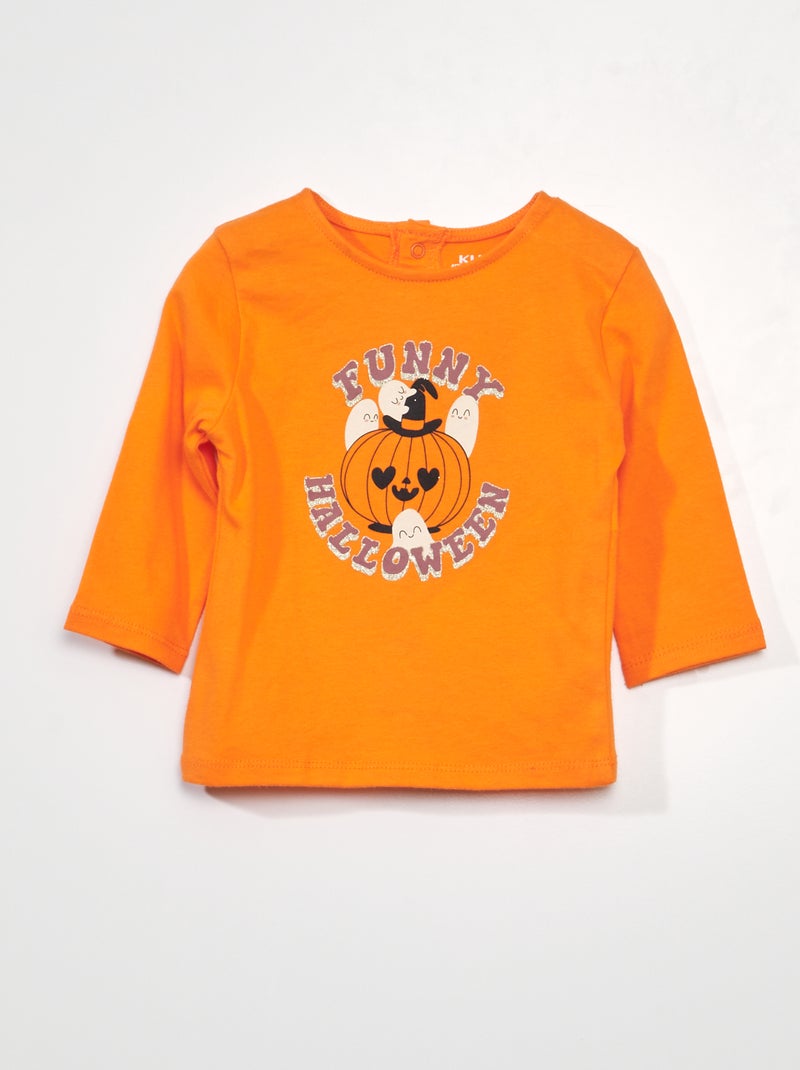 T-shirt met lange mouw ORANJE - Kiabi