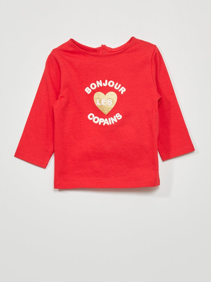 T-shirt met lange mouw ROOD - Kiabi