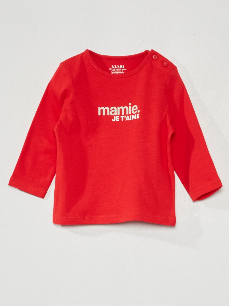 T-shirt met lange mouw ROOD - Kiabi