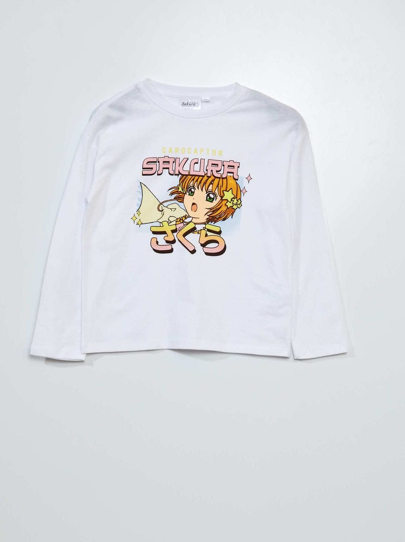 T-shirt met lange mouw 'Sakura' WIT - Kiabi