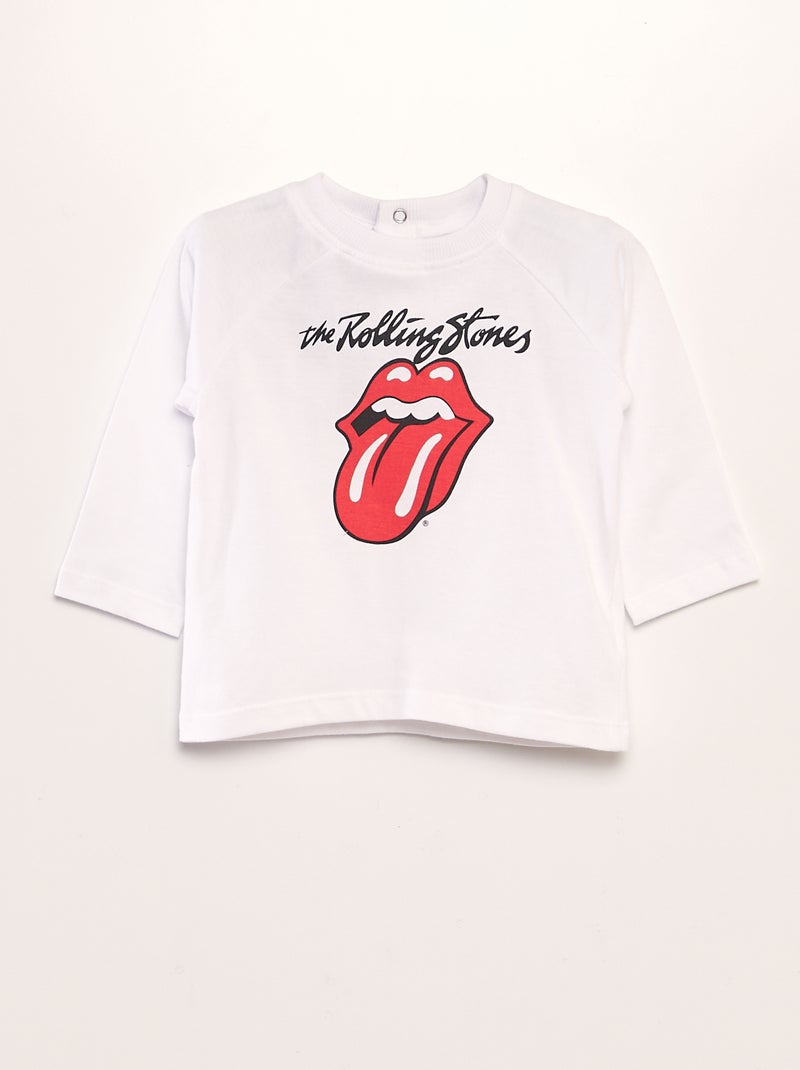 T-shirt met lange mouw 'The Rolling Stones' WIT - Kiabi