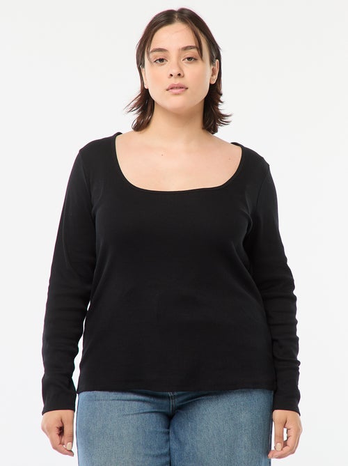 T-shirt met lange mouw van ribstof - Kiabi