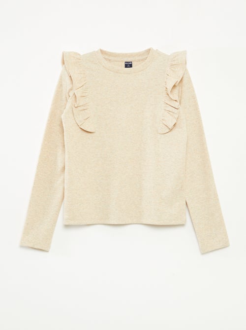 T-shirt met lange mouw van ribtricot - Kiabi