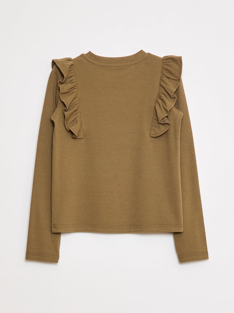 T-shirt met lange mouw van ribtricot Groen - Kiabi