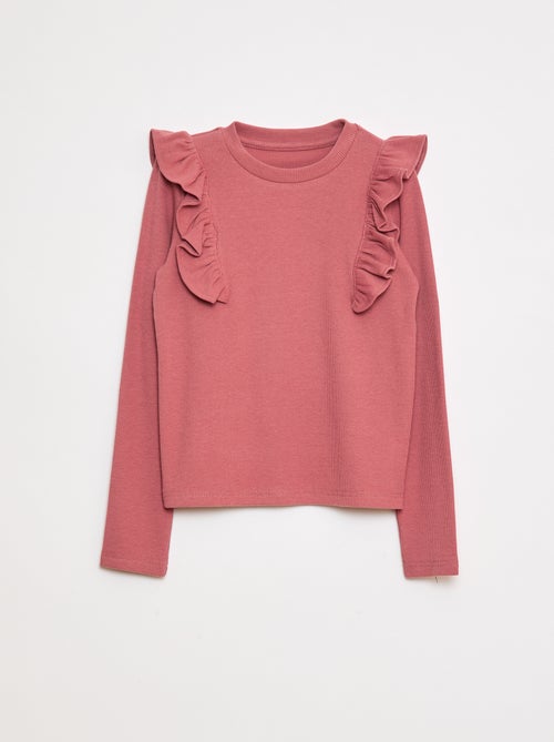 T-shirt met lange mouw van ribtricot - Kiabi