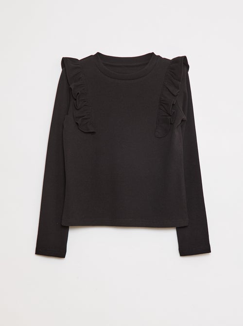 T-shirt met lange mouw van ribtricot - Kiabi