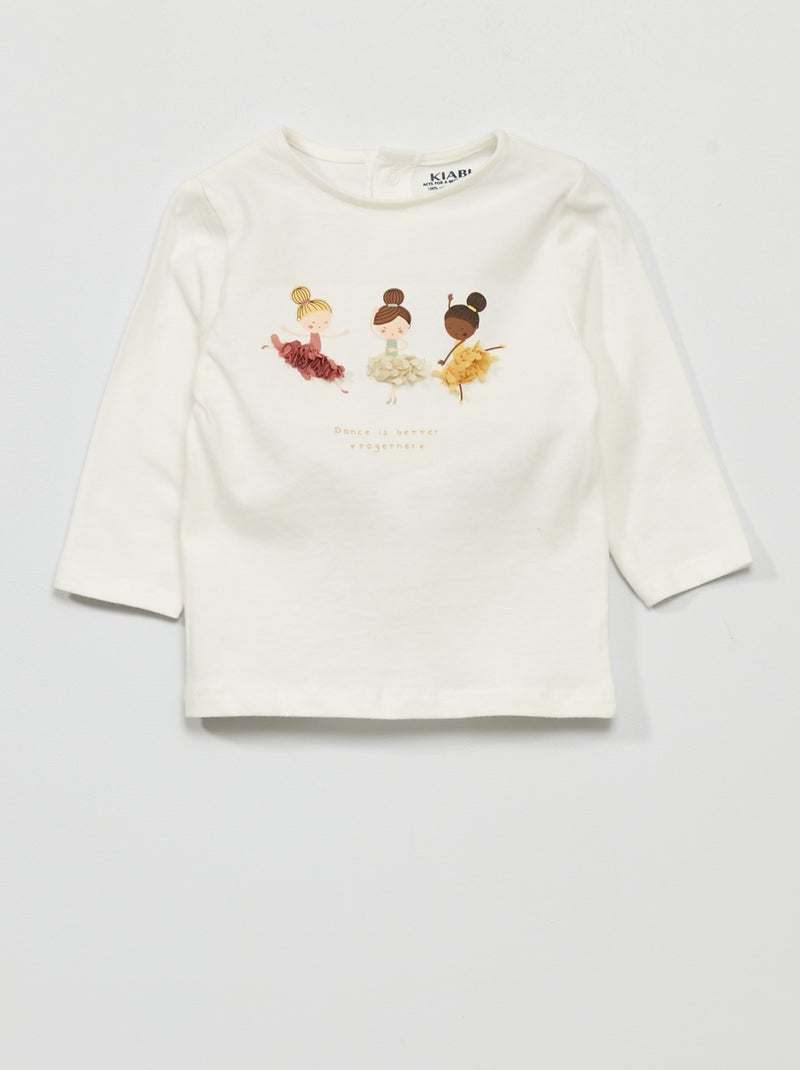 T-shirt met lange mouw WIT - Kiabi