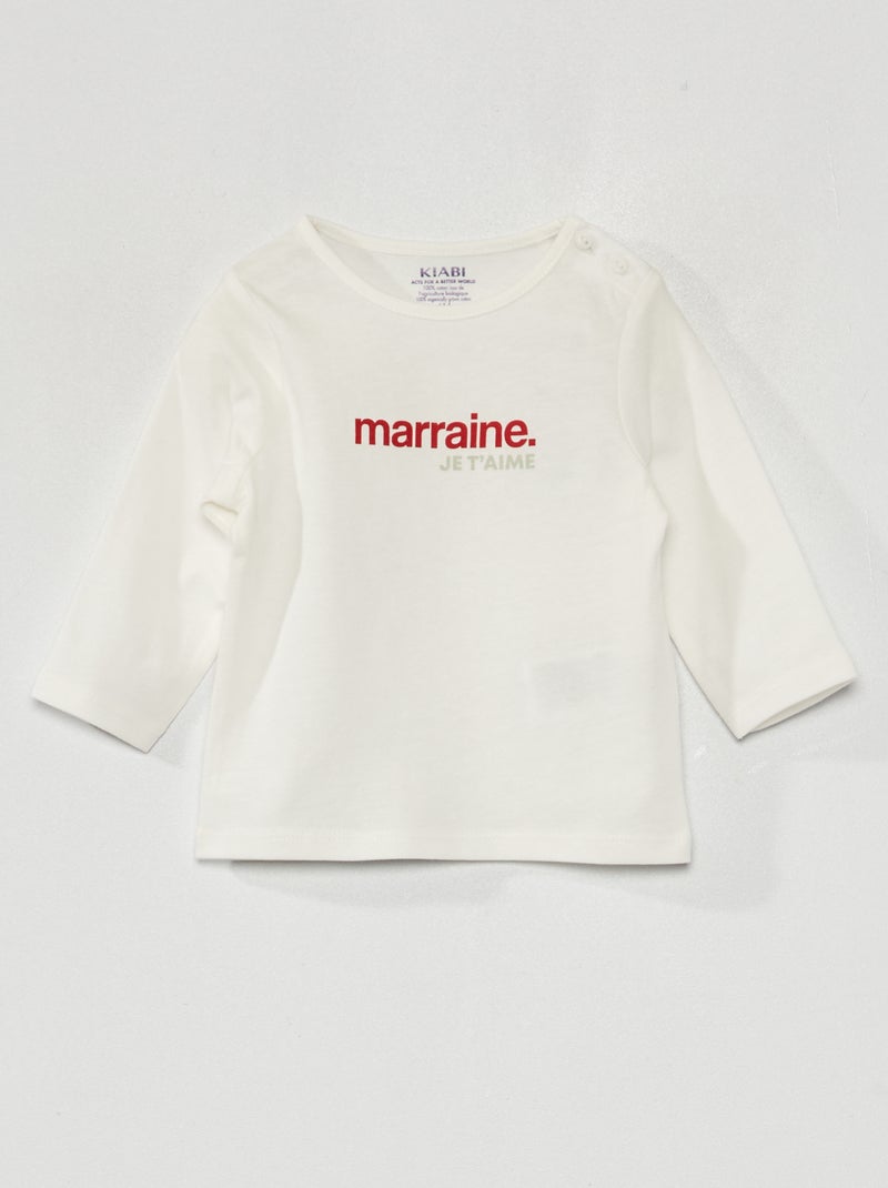 T-shirt met lange mouw WIT - Kiabi