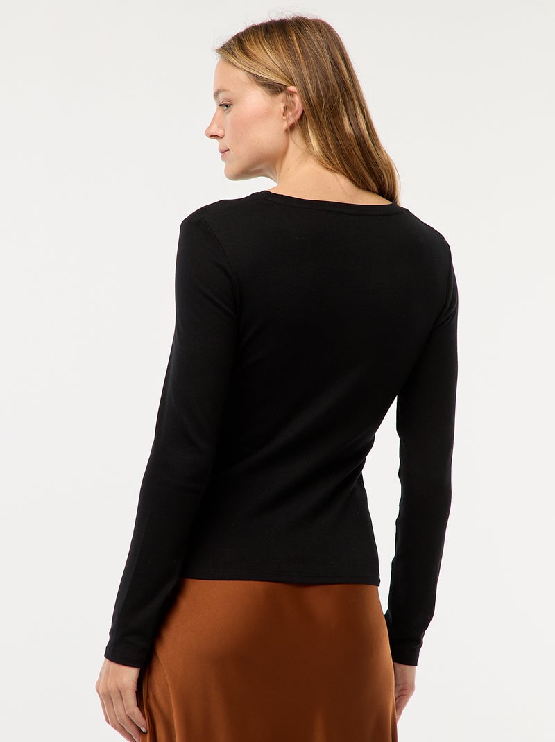 T-shirt met lange mouw zwart - Kiabi