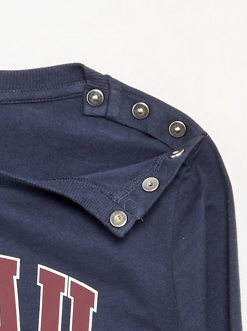 T-shirt met lange mouwen - gemakkelijk aan te trekken collectie Blauw - Kiabi