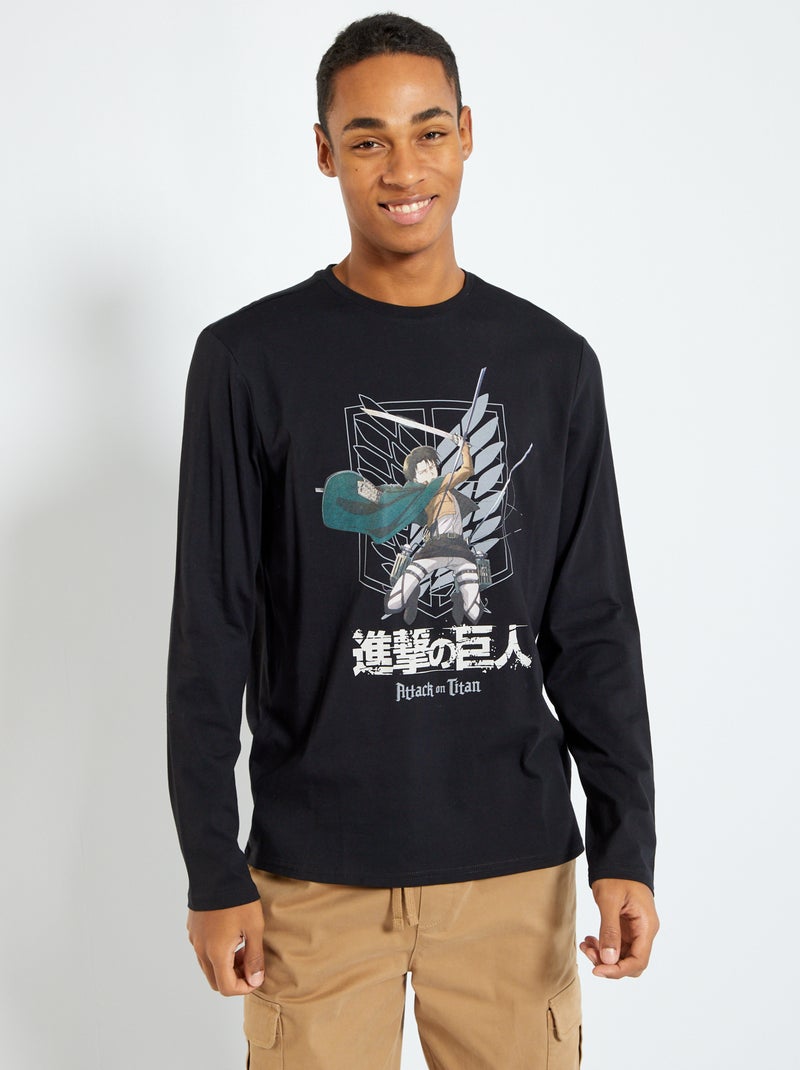 T-shirt met lange mouwen 'Attack on Titan' zwart - Kiabi
