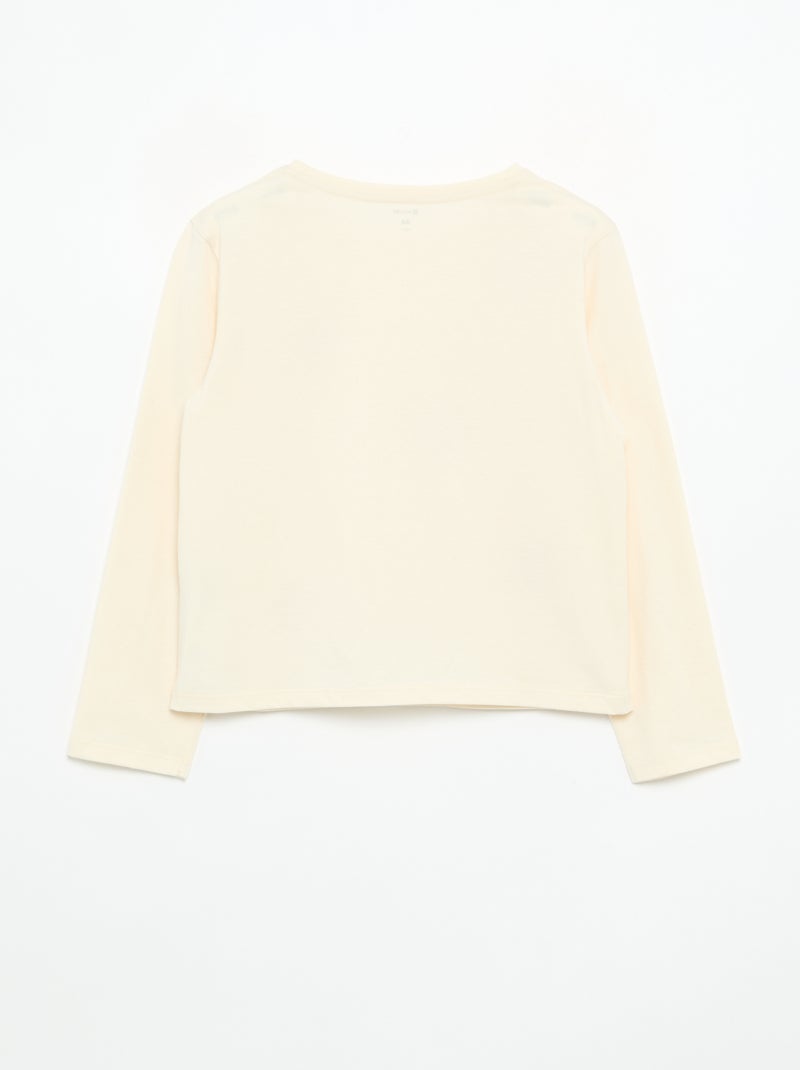 T-shirt met lange mouwen en animatie Biege - Kiabi