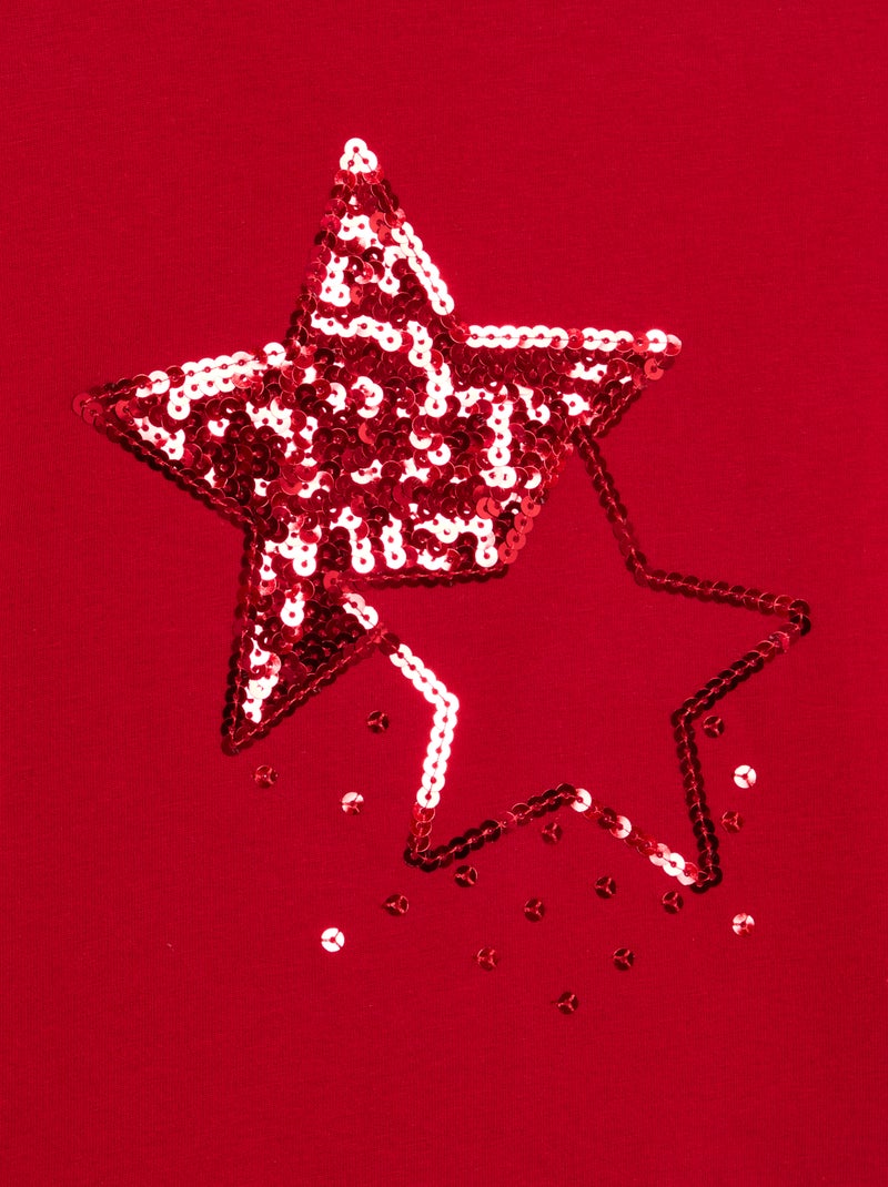 T-shirt met lange mouwen en animatie Rood - Kiabi