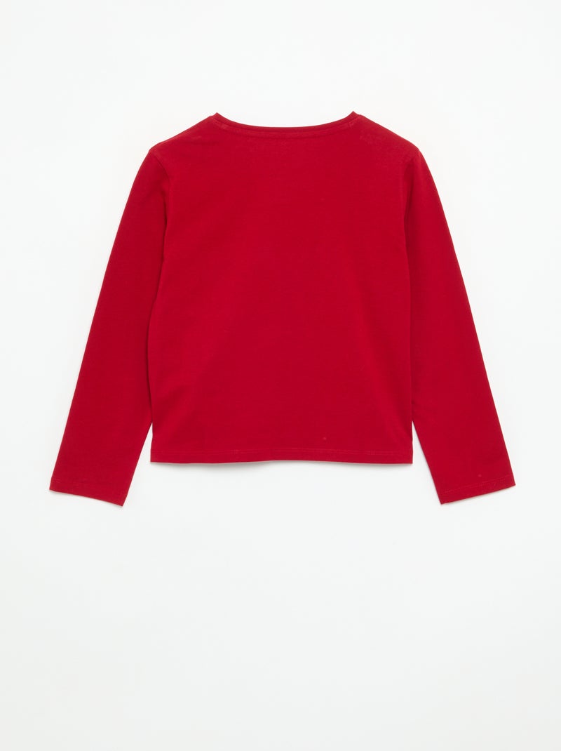 T-shirt met lange mouwen en animatie Rood - Kiabi