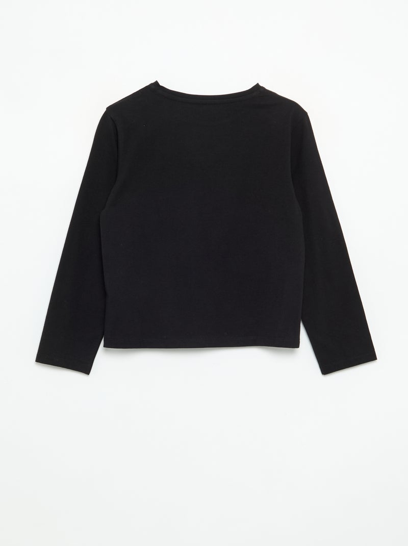 T-shirt met lange mouwen en animatie Zwart - Kiabi