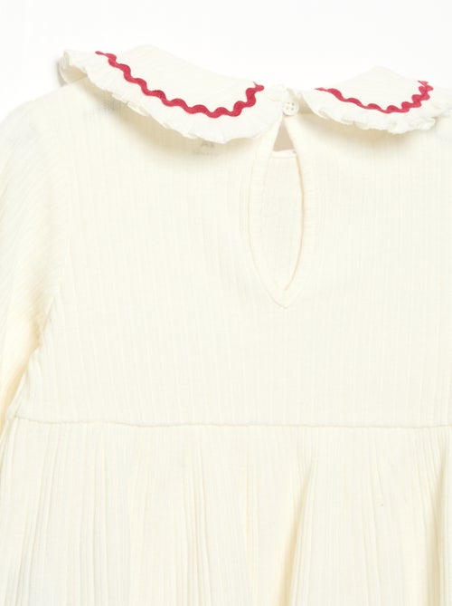 T-shirt met lange mouwen en Claudine-kraag - Kiabi