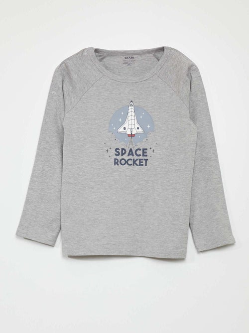 T-shirt met lange mouwen en drukknopen - collectie gemakkelijk aan te trekken - Kiabi