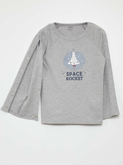T-shirt met lange mouwen en drukknopen - collectie gemakkelijk aan te trekken - Kiabi