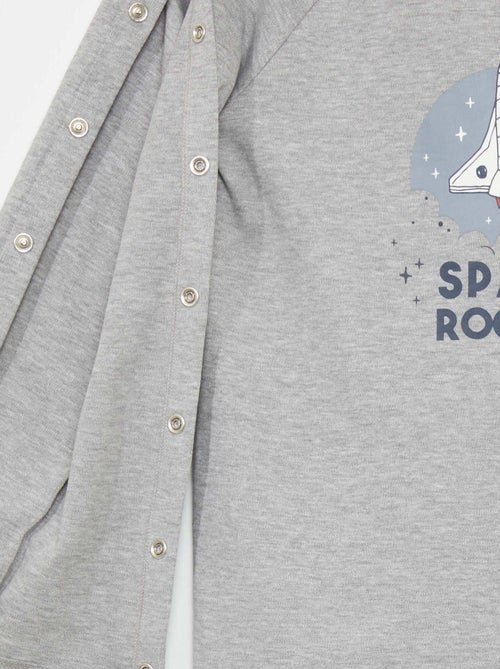 T-shirt met lange mouwen en drukknopen - collectie gemakkelijk aan te trekken - Kiabi