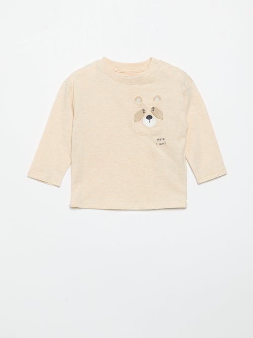 T-shirt met lange mouwen en geanimeerde zak - Kiabi