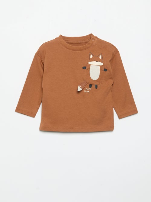 T-shirt met lange mouwen en geanimeerde zak - Kiabi