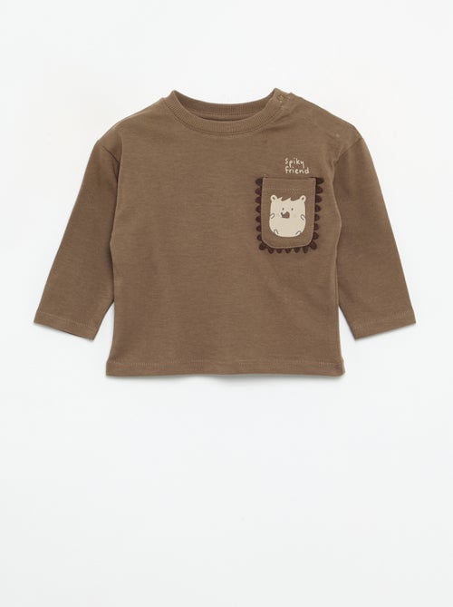 T-shirt met lange mouwen en geanimeerde zak - Kiabi