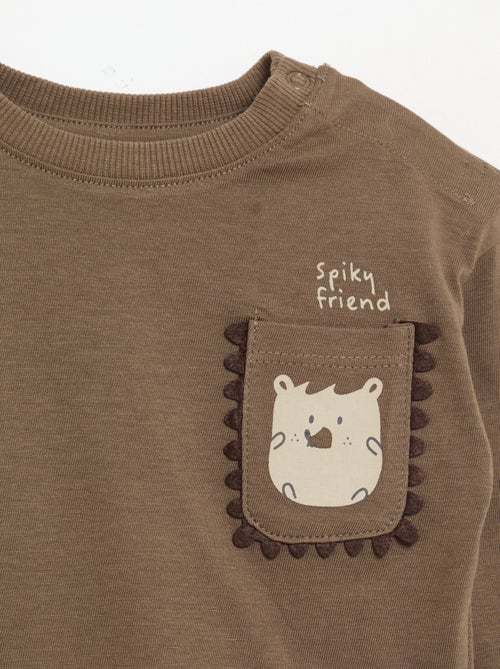 T-shirt met lange mouwen en geanimeerde zak - Kiabi
