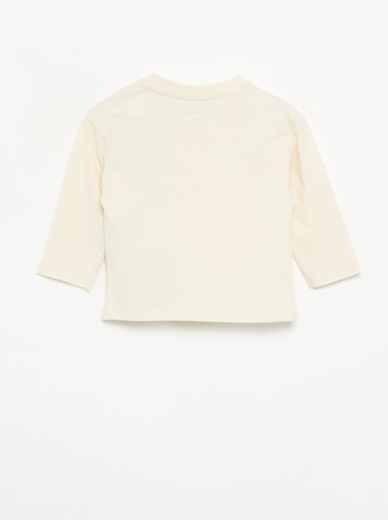T-shirt met lange mouwen en geanimeerde zak Wit - Kiabi