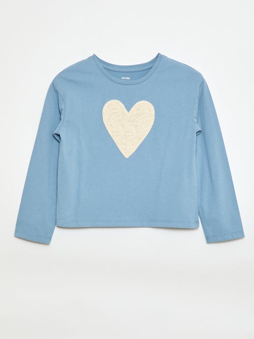 T-shirt met lange mouwen en geborduurde applicatie vooraan - Kiabi
