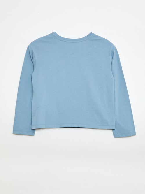 T-shirt met lange mouwen en geborduurde applicatie vooraan - Kiabi