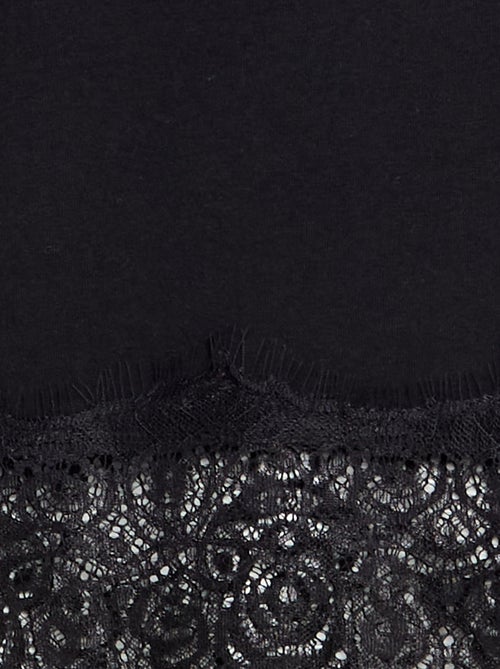 T-shirt met lange mouwen en kanten onderkant - Kiabi